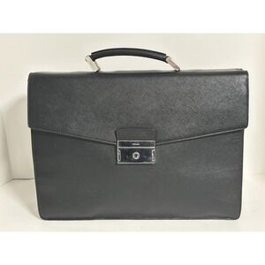 Prada, Black‎ Leather Briefcase/Document Bag